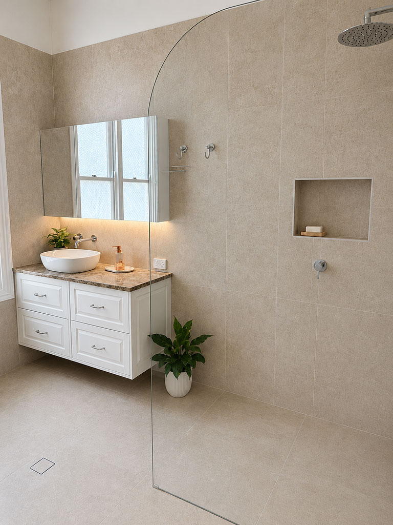 Shower and vanity